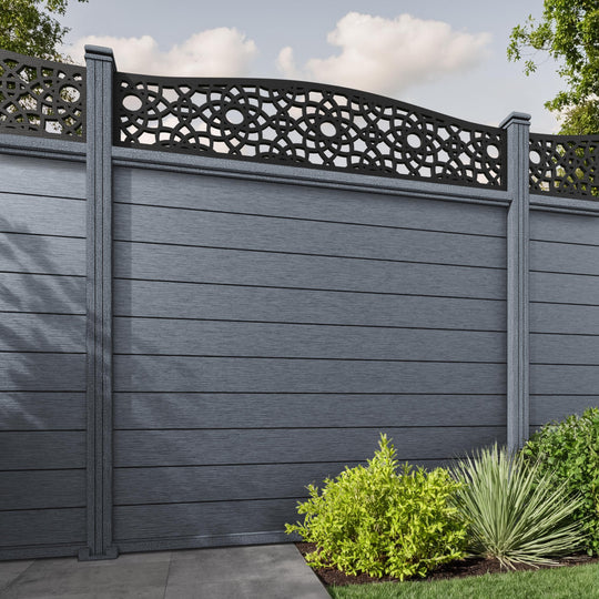 Fusion Ambar Curved Top Fence Panel - Anthracite - with our composite posts