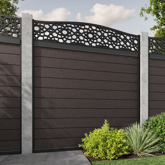 Fusion Ambar Curved Top Fence Panel - Mid Brown - for existing concrete posts