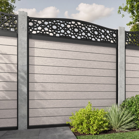 Fusion Ambar Curved Top Fence Panel - Mid Stone - for existing concrete posts