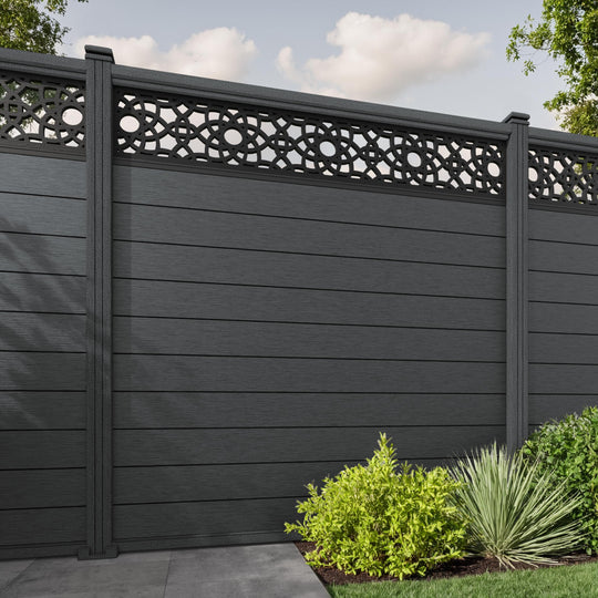 Fusion Ambar Fence Panel - Dark Grey - with our composite posts