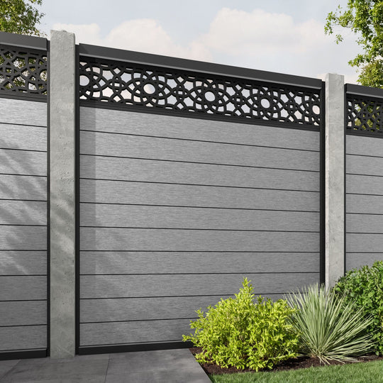Fusion Ambar Fence Panel - Light Grey - for existing concrete posts