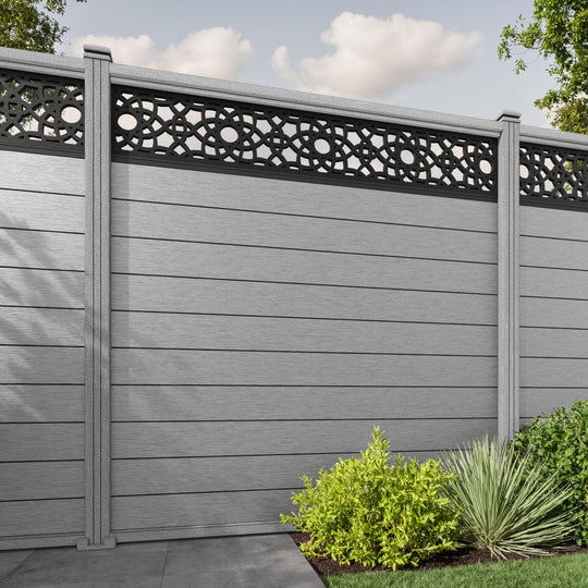 Fusion Ambar Fence Panel - Light Grey - with our composite posts
