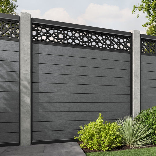 Fusion Ambar Fence Panel - Mid Grey - for existing concrete posts