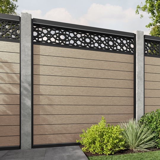 Fusion Ambar Fence Panel - Light Oak - for existing concrete posts