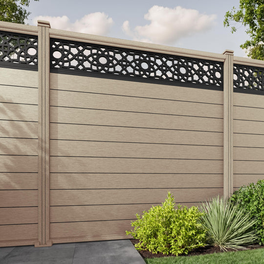Fusion Ambar Fence Panel - Light Oak - with our composite posts