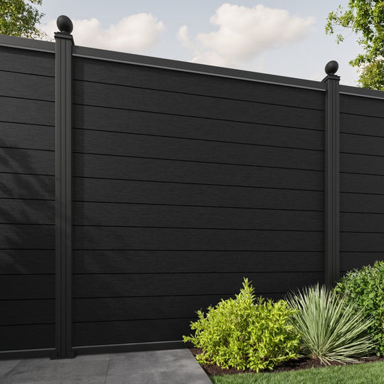 Fusion Fence Panel - Black - with our aluminium posts
