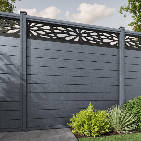Fusion Blossom Fence Panel - Anthracite - with our composite posts