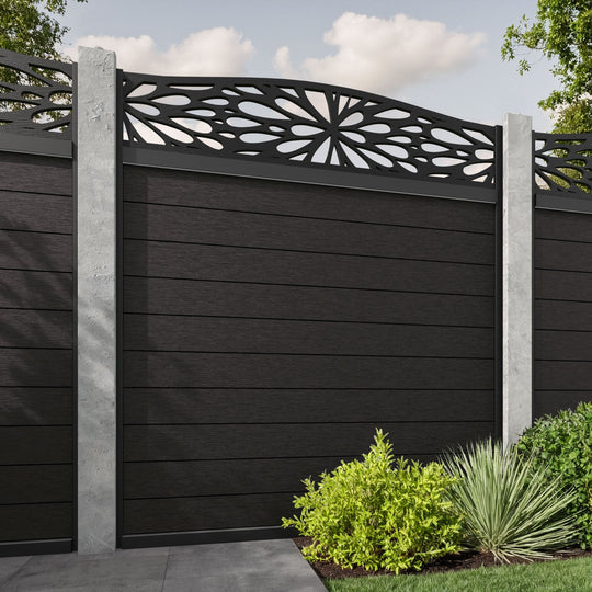 Fusion Blossom Curved Top Fence Panel - Dark Oak - for existing concrete posts