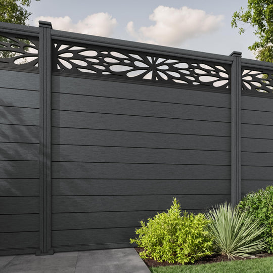 Fusion Blossom Fence Panel - Dark Grey - with our composite posts