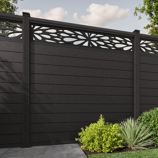Fusion Blossom Fence Panel - Dark Oak - with our composite posts