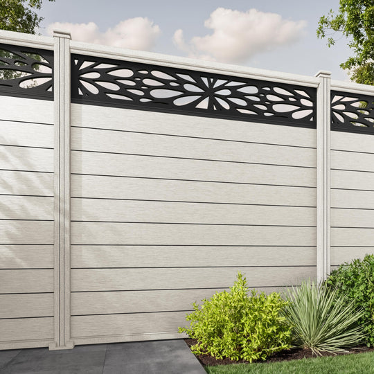 Fusion Blossom Fence Panel - Light Stone - with our composite posts