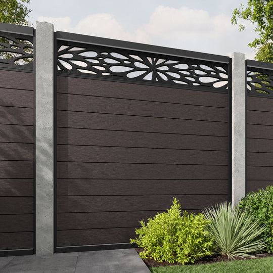 Fusion Blossom Fence Panel - Mid Brown - for existing concrete posts