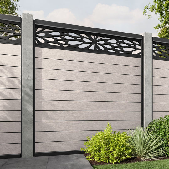 Fusion Blossom Fence Panel - Mid Stone - for existing concrete posts