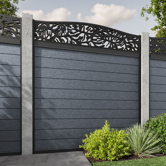 Fusion Botanic Curved Top Fence Panel - Anthracite - for existing concrete posts