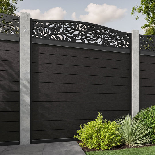 Fusion Botanic Curved Top Fence Panel - Dark Oak - for existing concrete posts