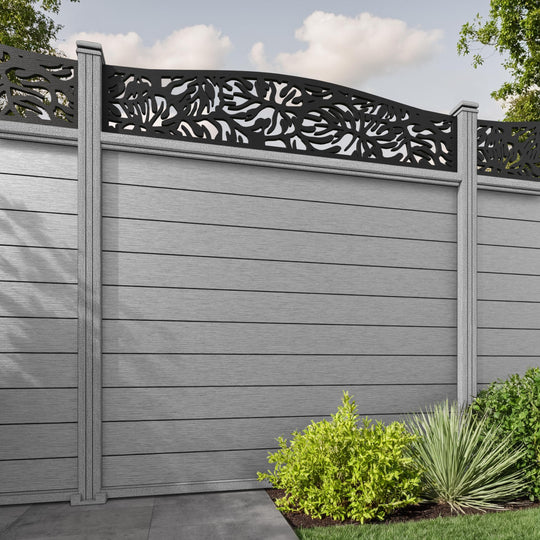 Fusion Botanic Curved Top Fence Panel - Light Grey - with our composite posts