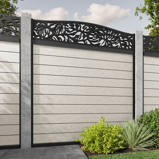 Fusion Botanic Curved Top Fence Panel - Light Stone - for existing concrete posts