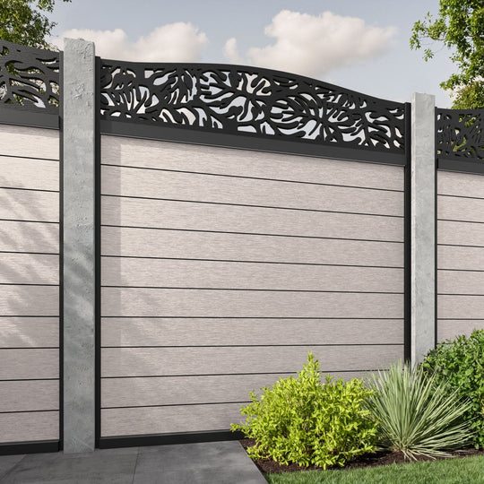 Fusion Botanic Curved Top Fence Panel - Mid Stone - for existing concrete posts