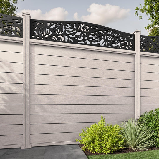 Fusion Botanic Curved Top Fence Panel - Mid Stone - with our composite posts