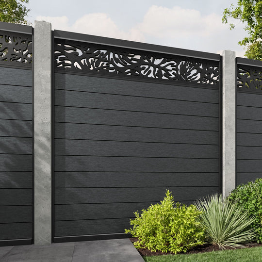 Fusion Botanic Fence Panel - Dark Grey - for existing concrete posts