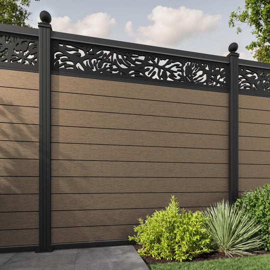 Fusion Botanic Fence Panel - Teak - with our aluminium posts