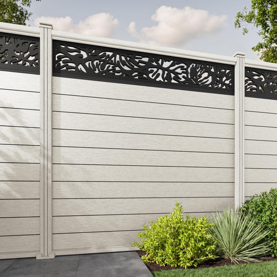 Fusion Botanic Fence Panel - Light Stone - with our composite posts