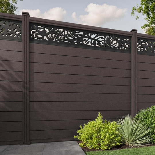 Fusion Botanic Fence Panel - Mid Brown - with our composite posts