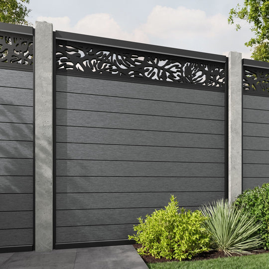 Fusion Botanic Fence Panel - Mid Grey - for existing concrete posts