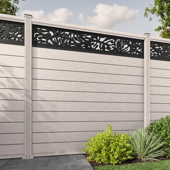 Fusion Botanic Fence Panel - Mid Stone - with our composite posts