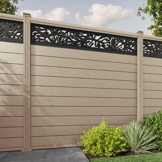 Fusion Botanic Fence Panel - Light Oak - with our composite posts