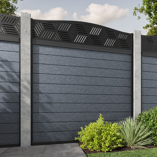 Fusion Cubed Curved Top Fence Panel - Anthracite - for existing concrete posts