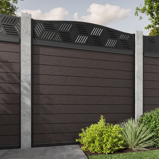 Fusion Cubed Curved Top Fence Panel - Mid Brown - for existing concrete posts