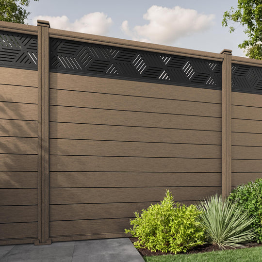 Fusion Cubed Fence Panel - Teak - with our composite posts