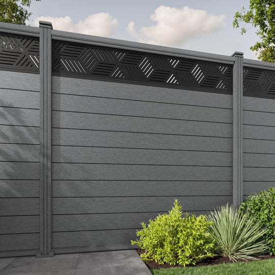 Fusion Cubed Fence Panel - Mid Grey - with our composite posts