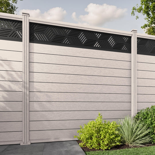 Fusion Cubed Fence Panel - Mid Stone - with our composite posts