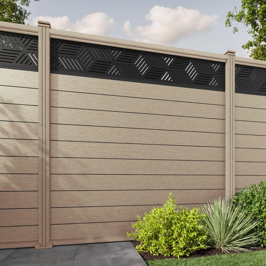Fusion Cubed Fence Panel - Light Oak - with our composite posts