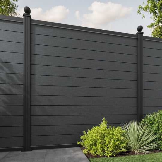 Fusion Fence Panel - Dark Grey - with our aluminium posts