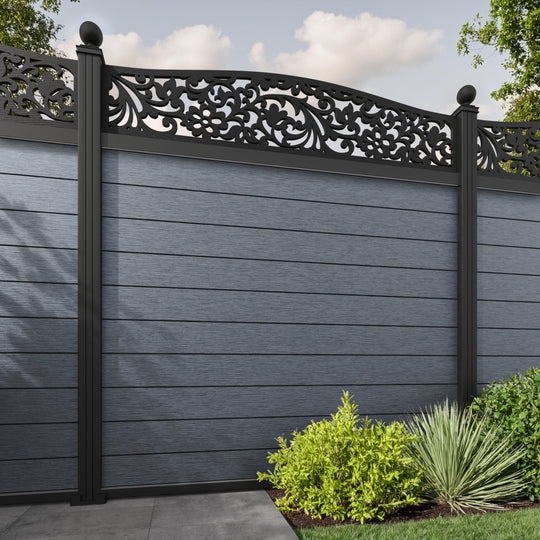 Fusion Eden Curved Top Fence Panel - Anthracite - with our aluminium posts