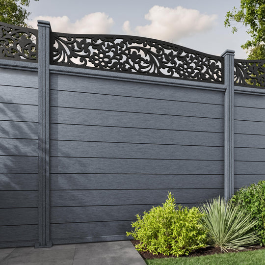 Fusion Eden Curved Top Fence Panel - Anthracite - with our composite posts