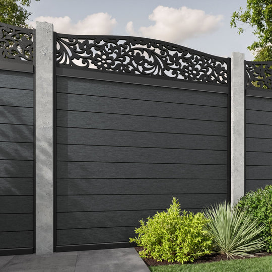 Fusion Eden Curved Top Fence Panel - Dark Grey - for existing concrete posts