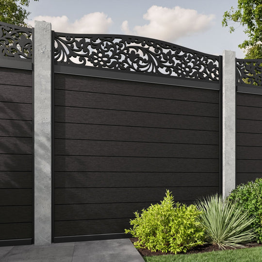 Fusion Eden Curved Top Fence Panel - Dark Oak - for existing concrete posts