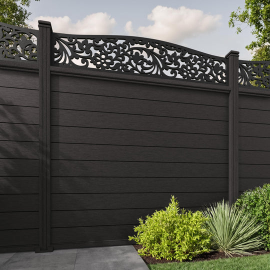 Fusion Eden Curved Top Fence Panel - Dark Oak - with our composite posts