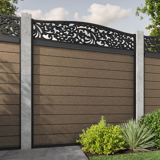 Fusion Eden Curved Top Fence Panel - Teak - for existing concrete posts