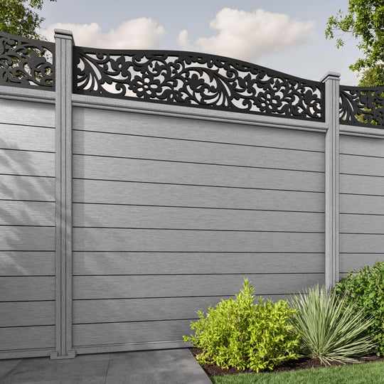 Fusion Eden Curved Top Fence Panel - Light Grey - with our composite posts