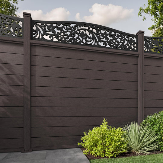 Fusion Eden Curved Top Fence Panel - Mid Brown - with our composite posts