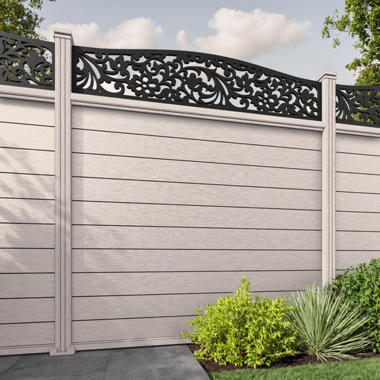 Fusion Eden Curved Top Fence Panel - Mid Stone - with our composite posts
