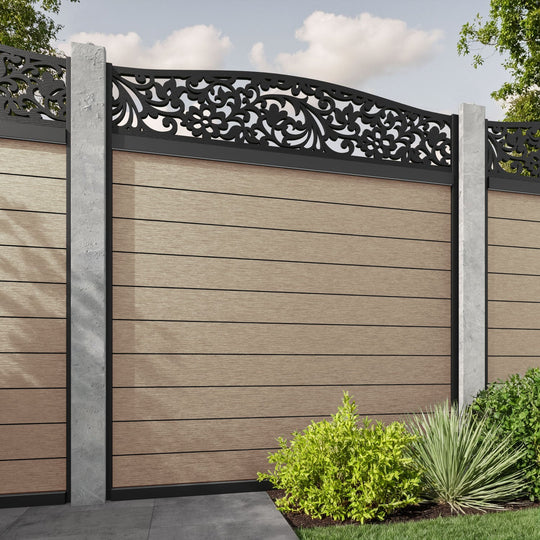 Fusion Eden Curved Top Fence Panel - Light Oak - for existing concrete posts