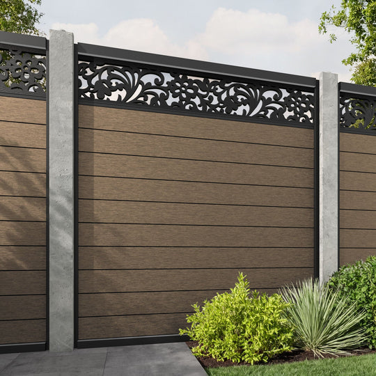 Fusion Eden Fence Panel - Teak - for existing concrete posts