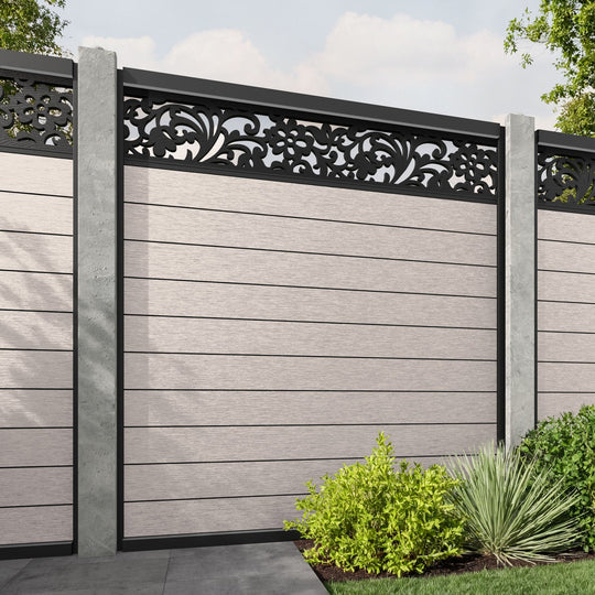 Fusion Eden Fence Panel - Mid Stone - for existing concrete posts