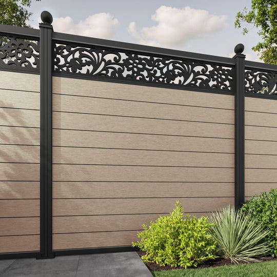 Fusion Eden Fence Panel - Light Oak - with our aluminium posts